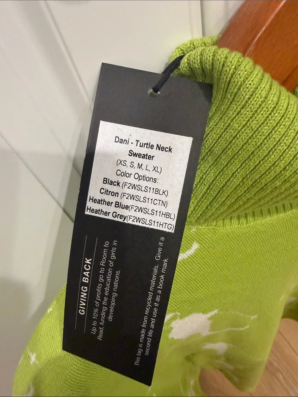 Alp N Rock Lime Green Ski Motif Turtleneck Sweater - Picture 2 of 3